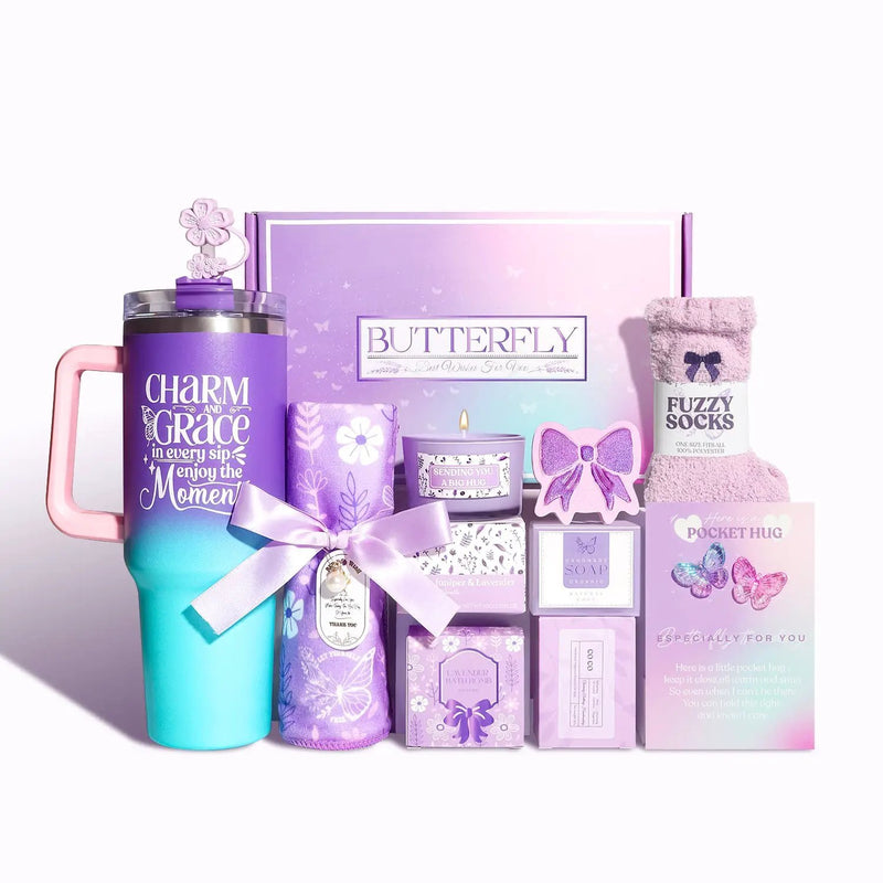 Purple Theme Aroma Candle Bath Gift Box by Poppy Gifts