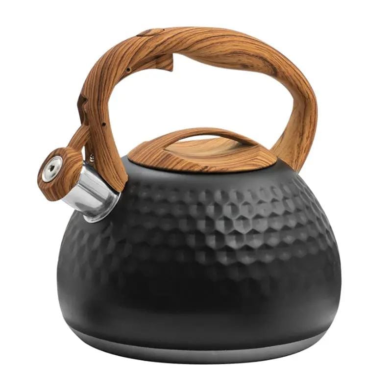 g8buynz g8buynz 3L Whistling Stainless Steel Diamond Pattern Tea Kettle with Wood Grain Handle Black 3L Whistling Stainless Steel Diamond Pattern Tea Kettle with Wood Grain Handle Black