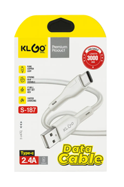 Frankly Cotton KLGO White Data Cable 2.4a Type C 3m Length by Nest & Stem Homewares