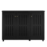 Louvered Door 4 Tier Shoe Storage Cabinet 3-Door Wide Shoe Rack by Yaheetech