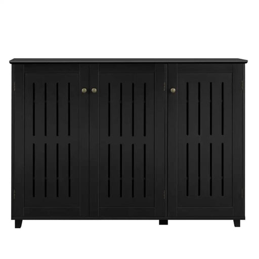 Yaheetech Louvered Door 4 Tier Shoe Storage Cabinet 3-Door Wide Shoe Rack Louvered Door 4 Tier Shoe Storage Cabinet 3-Door Wide Shoe Rack