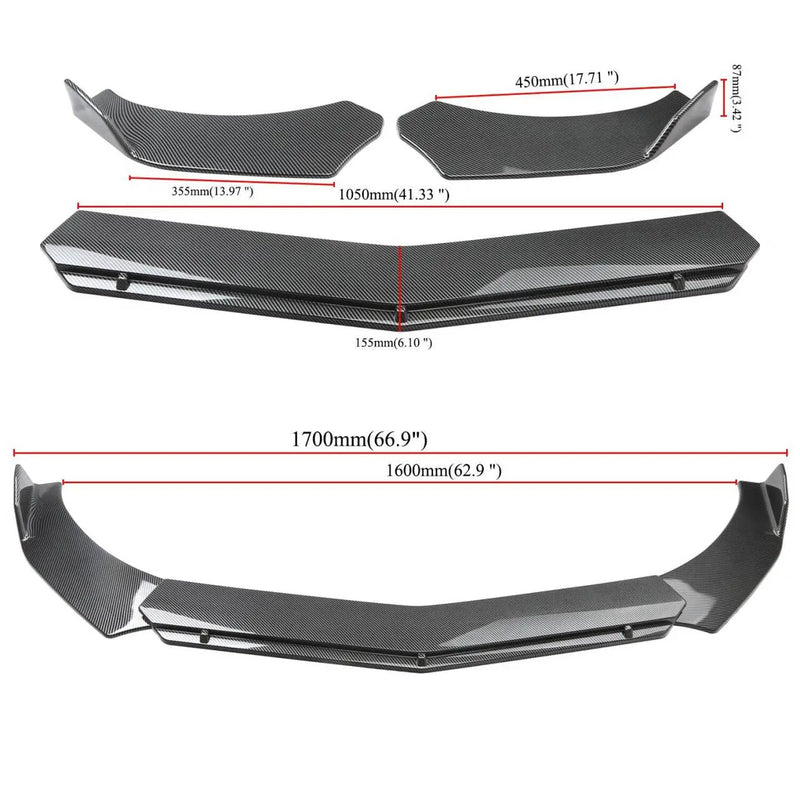 Universal Car Front Bumper Protector Lip Body Spoiler Splitter Kit by salelink.co.nz