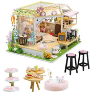 Poppy Gifts Gift DIY Cat Café Miniature Wooden Dollhouse Kit For Creative Play DIY Cat Café Miniature Dollhouse Kit for Creative Play