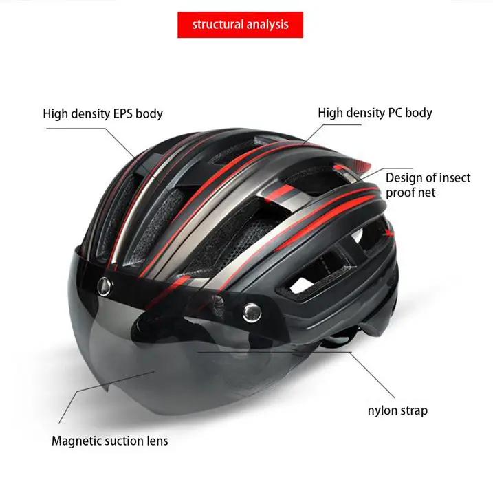 Ecotrek HT-22 Adult Bike Helmet – Lightweight Cycling Helmet with Magnetic Goggles & LED Tail Light HT43204 by ECOTREK