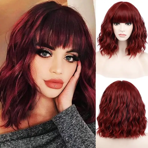 Women Mid Wig with Hat Blond Synthetic Hair Full Wigs High Quality by dealonline.co.nz