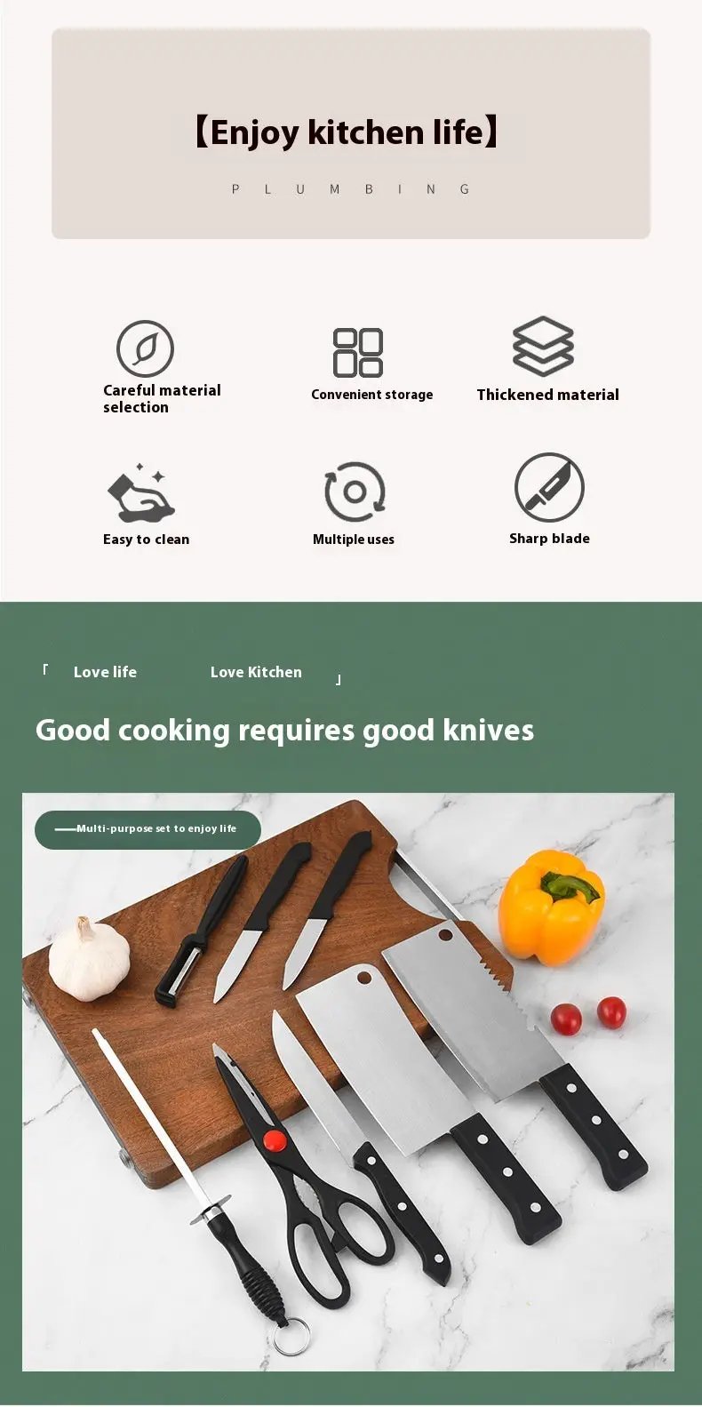 Kitchen Knives 8-Piece Gift Box Bone Cutting Knife Chef Scissors A spit 8piece Set by China Dropship