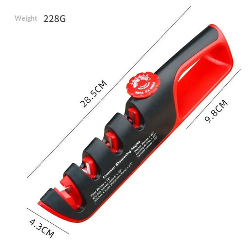 4-in-1 Quick Knife Sharpener Whetstone For The Kitchen Red and black Bagged by China Dropship