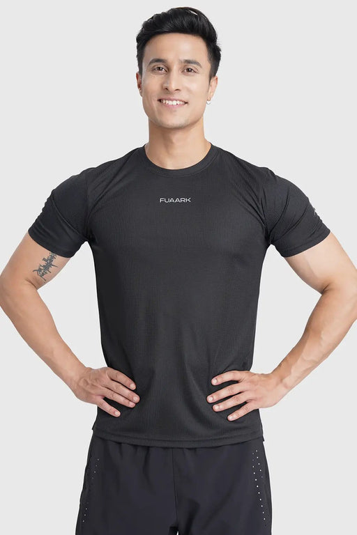 Checks Running T-shirt Black by Fuaark Nz