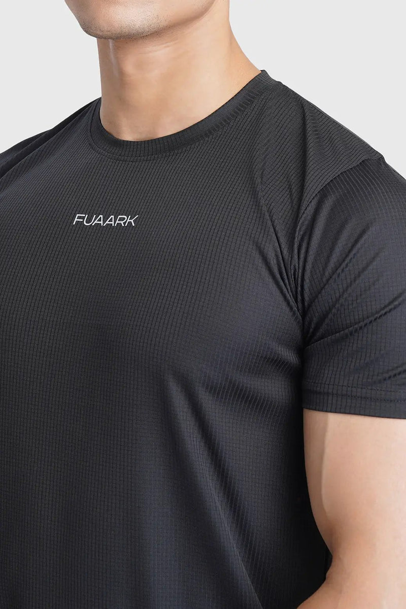 Checks Running T-shirt Black by Fuaark Nz