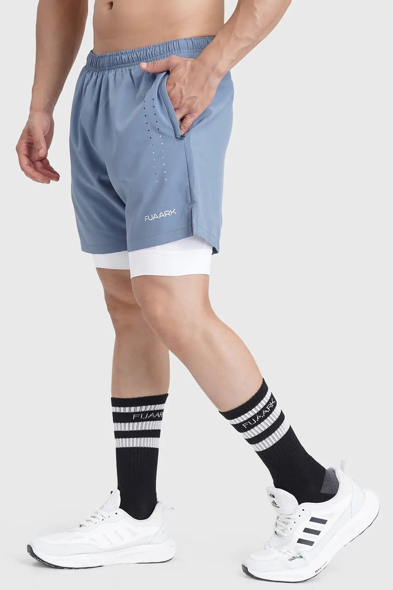 2 in 1 Laser Shorts Raw Steel by Fuaark Nz