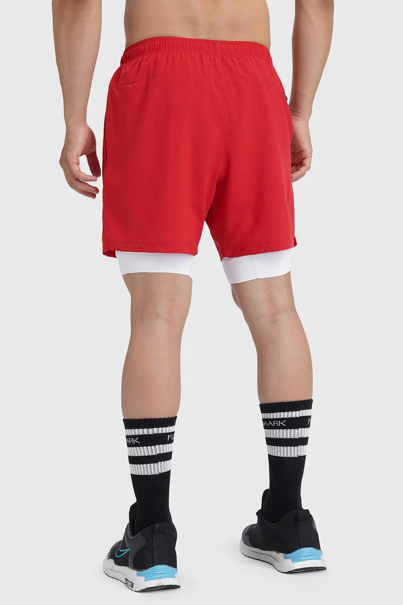2 in 1 Laser Shorts Red by Fuaark Nz