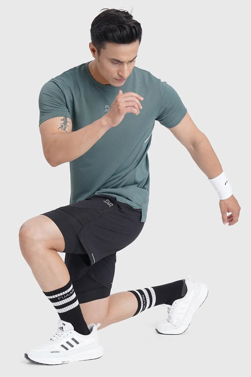 2 in 1 Mesh Shorts Black With Black by Fuaark Nz