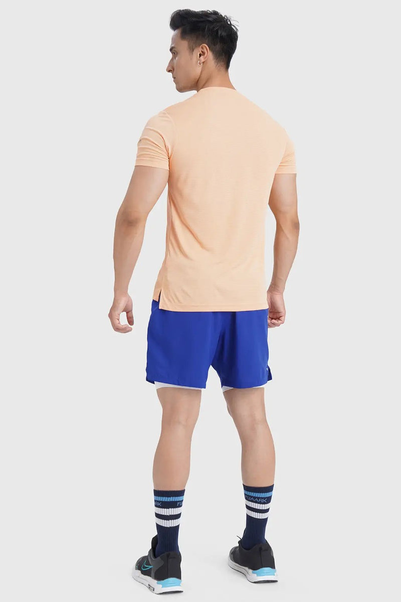 Checks Running T-shirt Peach by Fuaark Nz