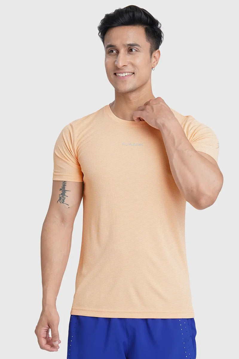 Checks Running T-shirt Peach by Fuaark Nz
