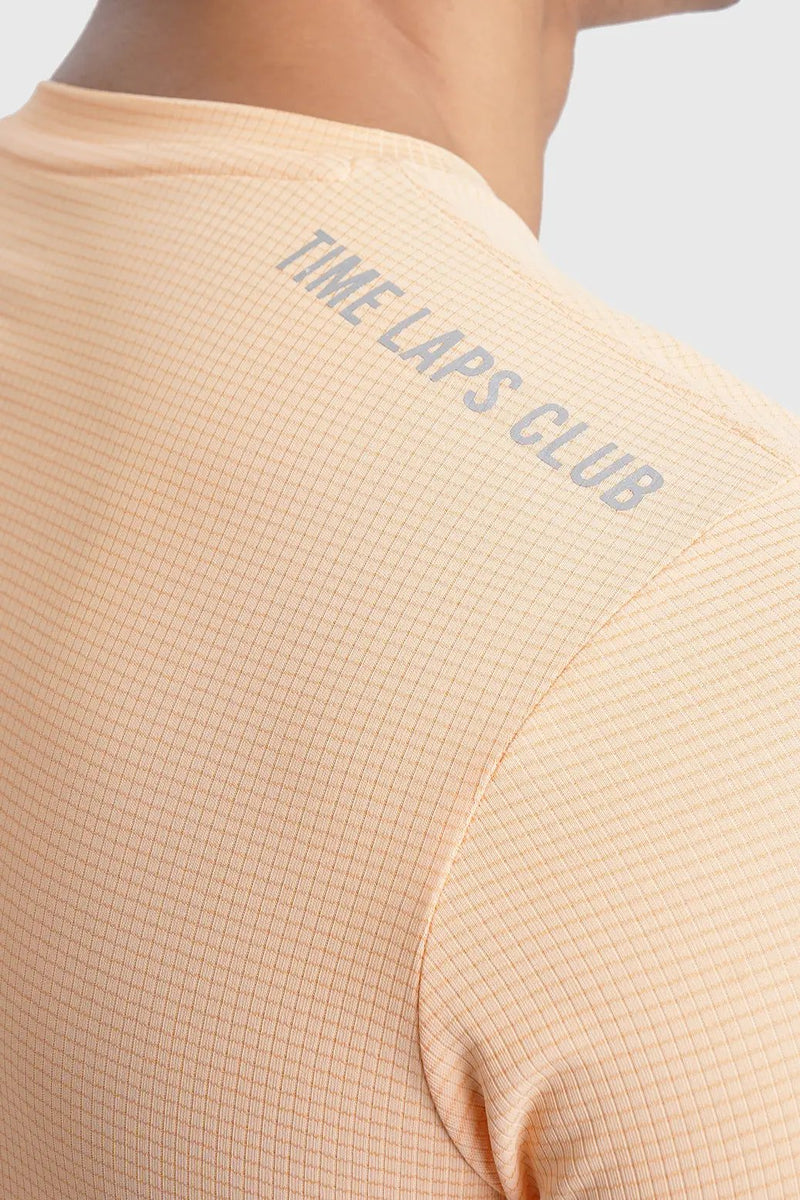 Checks Running T-shirt Peach by Fuaark Nz