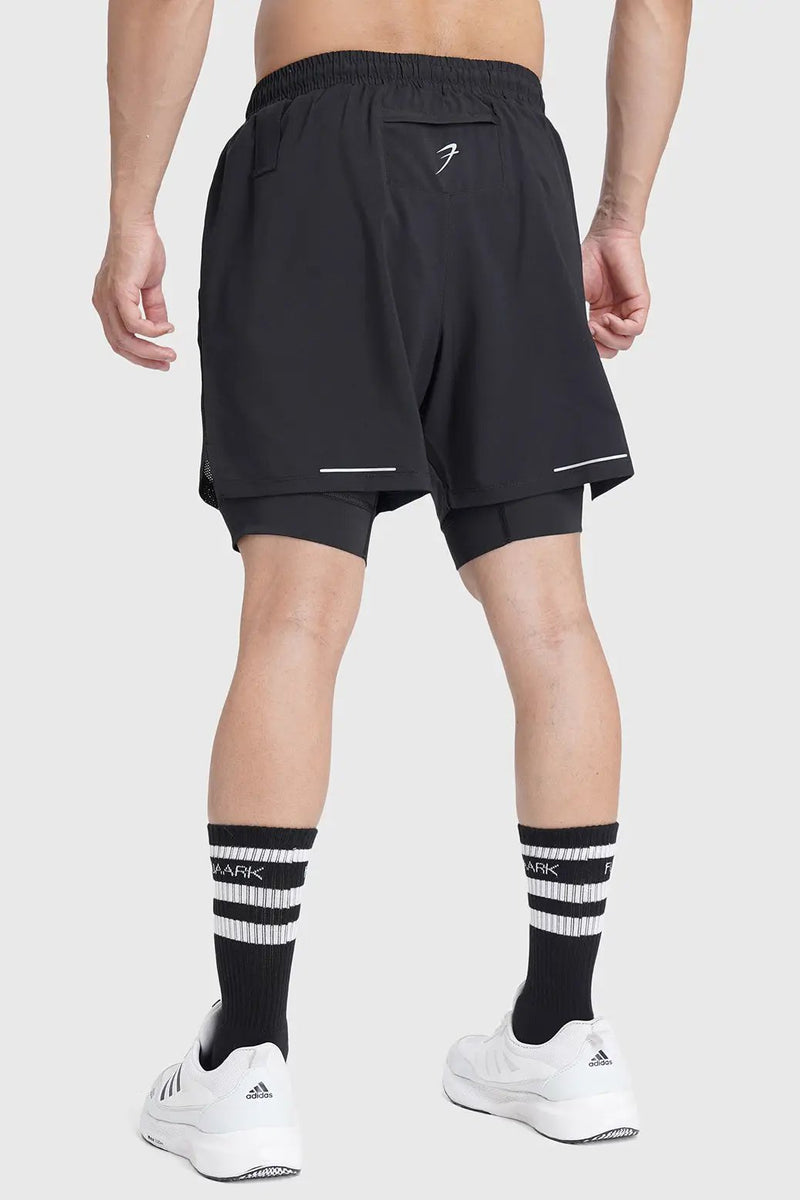 2 in 1 Mesh Shorts Black With Black by Fuaark Nz