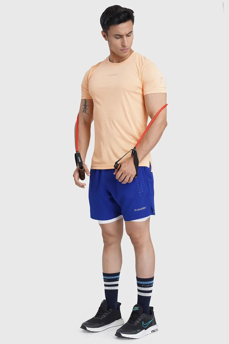 Checks Running T-shirt Peach by Fuaark Nz