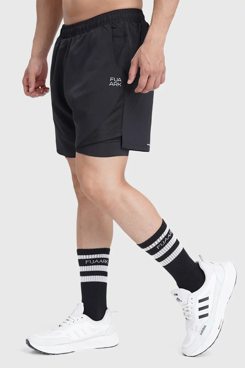 2 in 1 Mesh Shorts Black With Black by Fuaark Nz