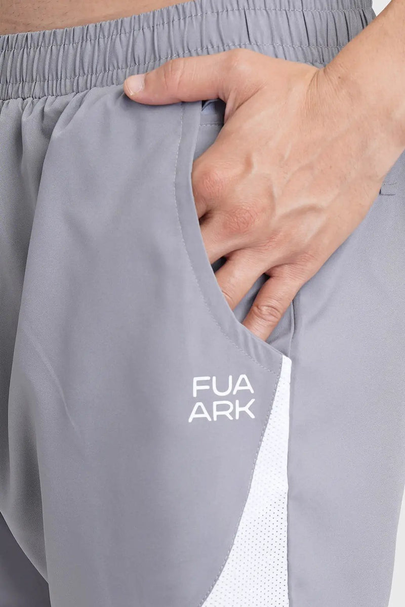 2 in 1 Mesh Shorts Foggy Grey With White by Fuaark Nz