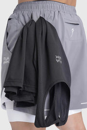 2 in 1 Mesh Shorts Foggy Grey With White by Fuaark Nz