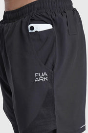 2 in 1 Mesh Shorts Black With Black by Fuaark Nz
