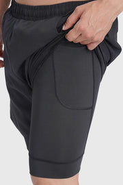 2 in 1 Mesh Shorts Black With Black by Fuaark Nz