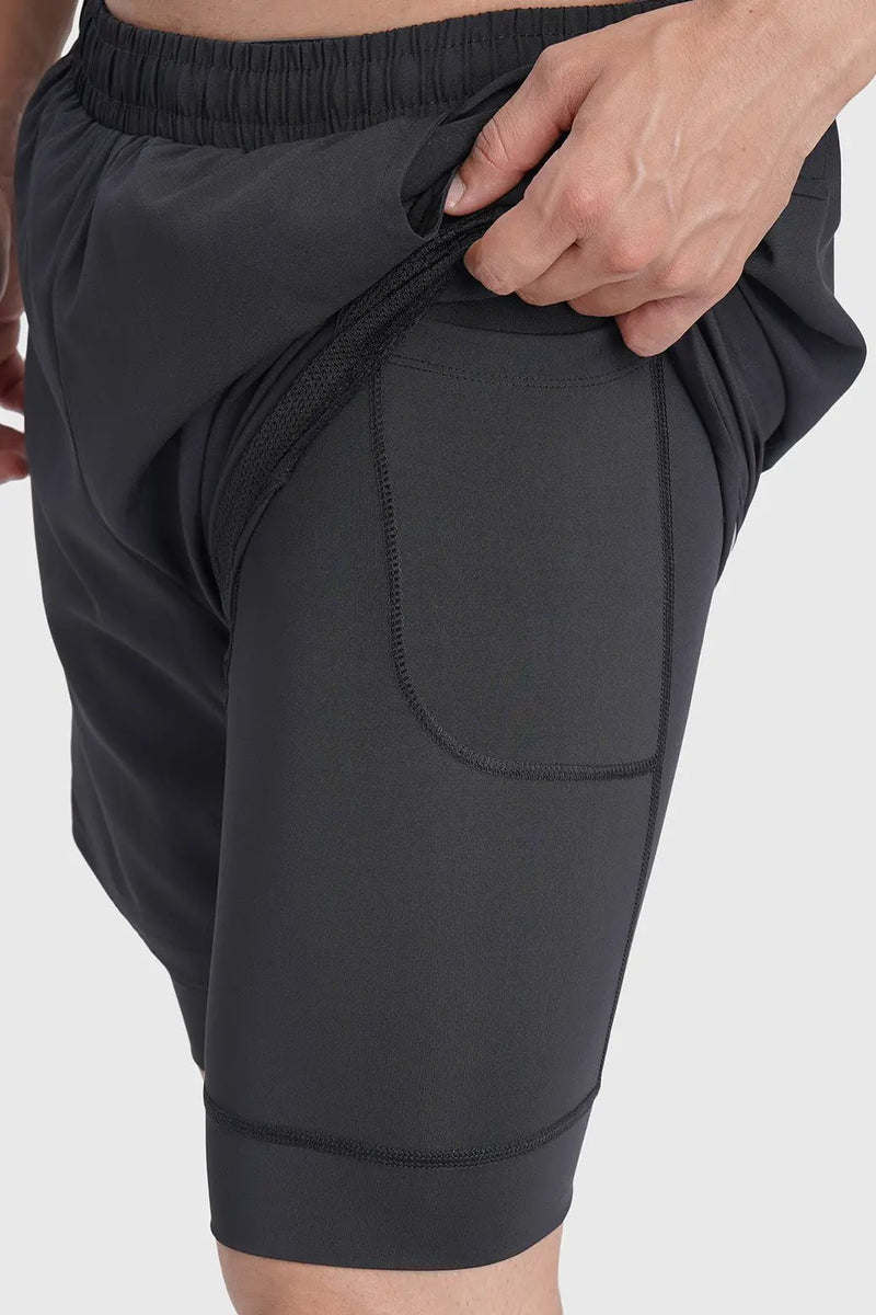 2 in 1 Mesh Shorts Black With Black by Fuaark Nz