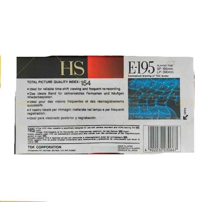 Habicare Video Cassette Tape for TDK HS E195 VHS Video Cassette Tape for TDK HS E195 VHS