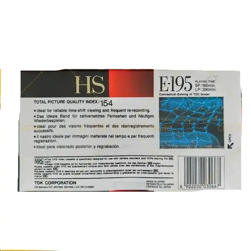 Habicare Video Cassette Tape for TDK HS E195 VHS Video Cassette Tape for TDK HS E195 VHS