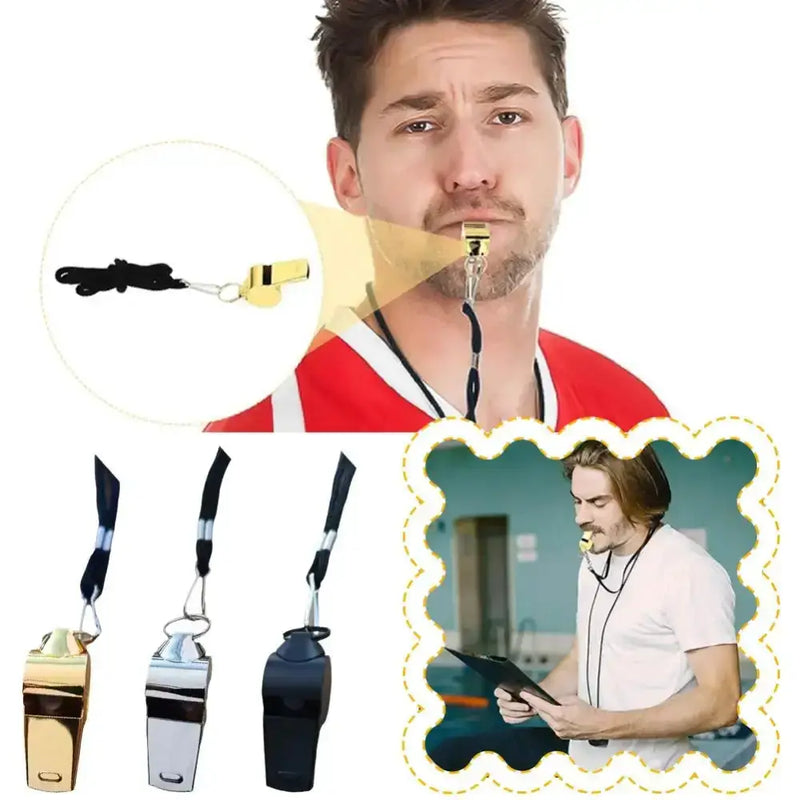 Habicare Professional Loud Stainless Steel Whistle with Rope Professional Loud Stainless Steel Whistle with Rope