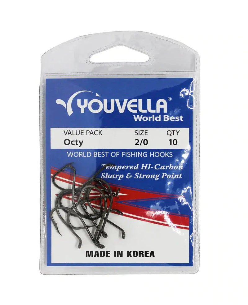Youvella Octy Hooks 2/0 (10 per pack) by NZ Diver