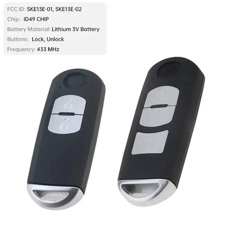 Habicare 2/3-Button Smart Remote Key Fob 433MHz ID49 for Mazda Axela & Atenza 2/3-Button Smart Remote Key Fob 433MHz ID49 for Mazda Axela & Atenza