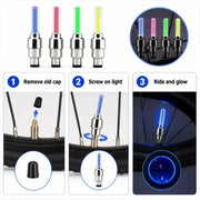 2-8PCS Waterproof LED Bicycle Spoke & Valve Cap Lights by Habicare