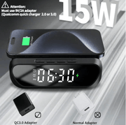 techplus 2-in-1 Magnetic Wireless Charger Stand | Fast Charging Dock for Phone & Wireless Earbuds | Foldable Charging Station 2-in-1 Multifunctional Wireless Charger with Alarm Clock 15W Fast C...