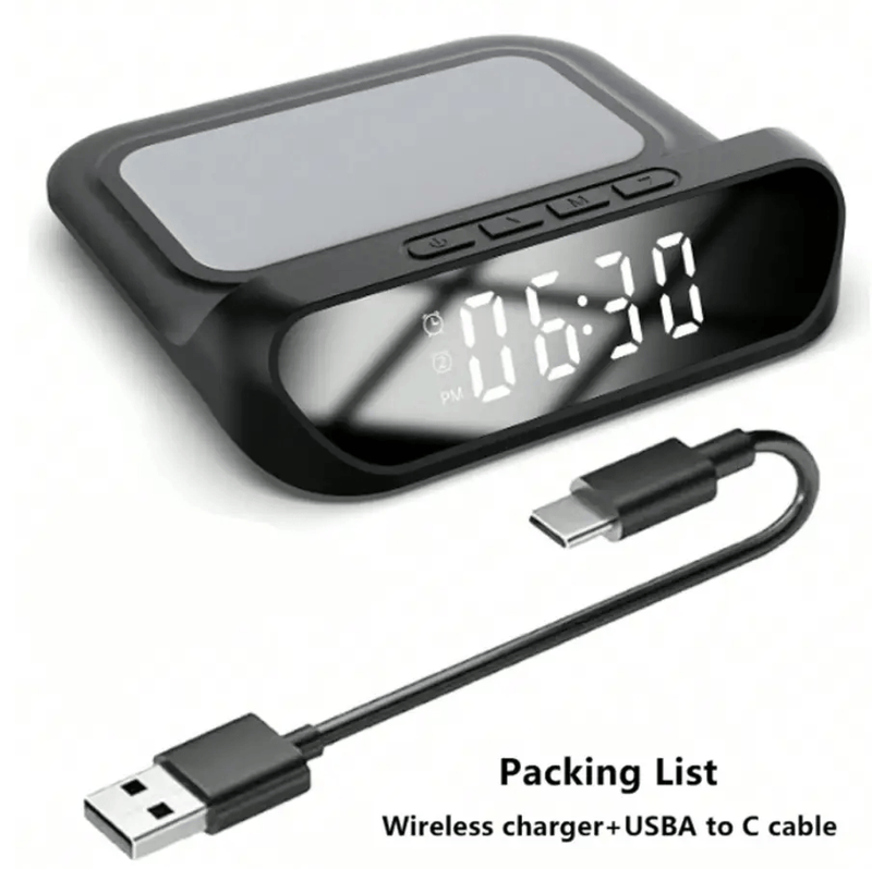 techplus 2-in-1 Magnetic Wireless Charger Stand | Fast Charging Dock for Phone & Wireless Earbuds | Foldable Charging Station 2-in-1 Multifunctional Wireless Charger with Alarm Clock 15W Fast C...