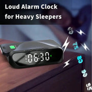 techplus 2-in-1 Magnetic Wireless Charger Stand | Fast Charging Dock for Phone & Wireless Earbuds | Foldable Charging Station 2-in-1 Multifunctional Wireless Charger with Alarm Clock 15W Fast C...