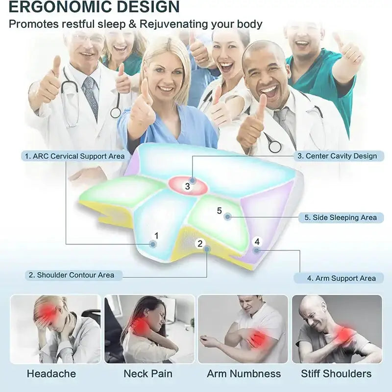 2-in-1 Memory Foam Cervical Neck Pillow (different colours available) by Habicare