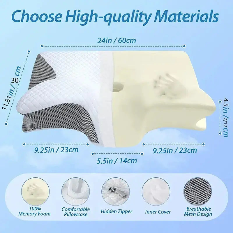 2-in-1 Memory Foam Cervical Neck Pillow (different colours available) by Habicare