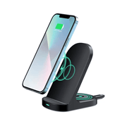 techplus 2-in-1 Wireless Charging Stand | Magnetic Fast Charger for Smartphone & Wireless Earbuds | Foldable Charging Dock 2 in 1 Wireless Charger Stand With 15W for Phone and Earbuds...