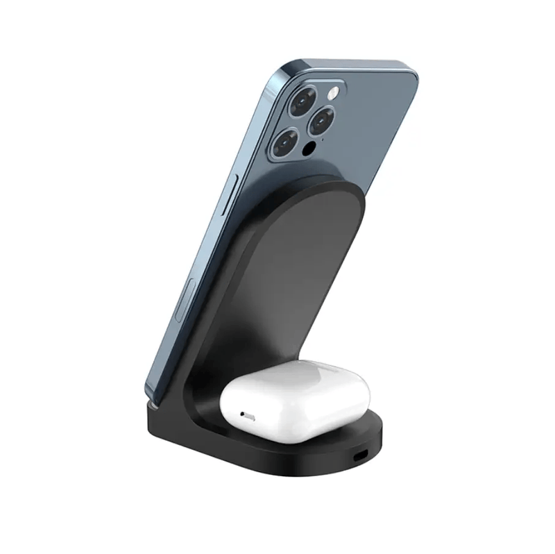 techplus 2-in-1 Wireless Charging Stand | Magnetic Fast Charger for Smartphone & Wireless Earbuds | Foldable Charging Dock 2 in 1 Wireless Charger Stand With 15W for Phone and Earbuds...
