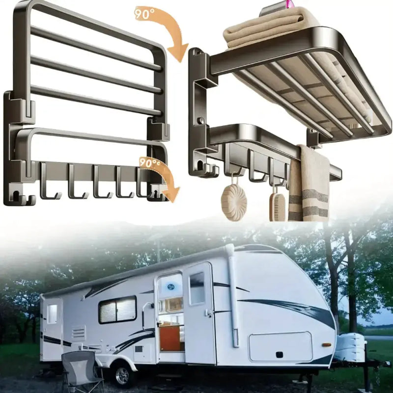 2-Layer Foldable RV Wall-Mount Towel Rack (different sizes available) by Habicare