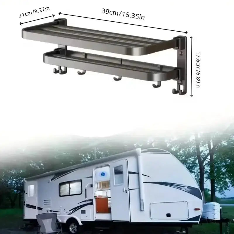 2-Layer Foldable RV Wall-Mount Towel Rack (different sizes available) by Habicare