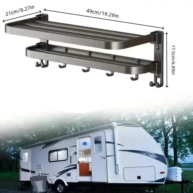 2-Layer Foldable RV Wall-Mount Towel Rack (different sizes available) by Habicare