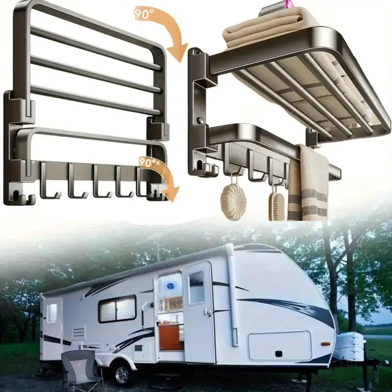 2-Layer Foldable RV Wall-Mount Towel Rack (different sizes available) by Habicare