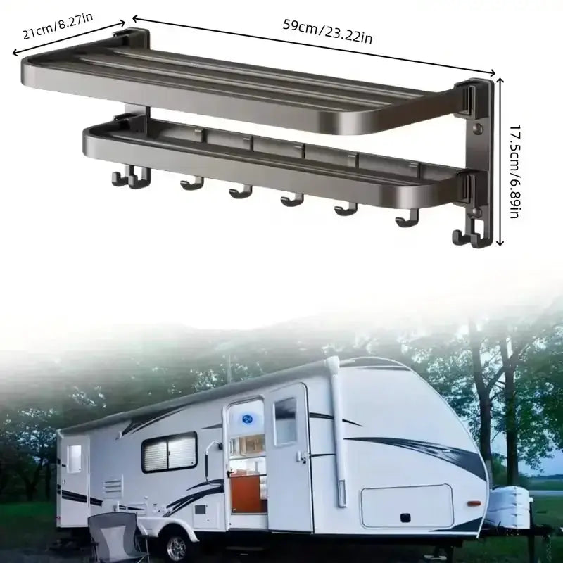 2-Layer Foldable RV Wall-Mount Towel Rack (different sizes available) by Habicare