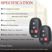 Habicare 2-Pack Remote Key Fobs H Chip for Toyota RAV4, Highlander & Sequoia (2013–2019) 2-Pack Remote Key Fobs H Chip for Toyota RAV4, Highlander & Sequoia (2013–2019)