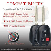 Habicare 2-Pack Remote Key Fobs H Chip for Toyota RAV4, Highlander & Sequoia (2013–2019) 2-Pack Remote Key Fobs H Chip for Toyota RAV4, Highlander & Sequoia (2013–2019)