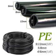20–50m Black PE Garden Hose, OD 6/8/12mm for Irrigation & Lawn by Habicare