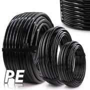 20–50m Black PE Garden Hose, OD 6/8/12mm for Irrigation & Lawn by Habicare