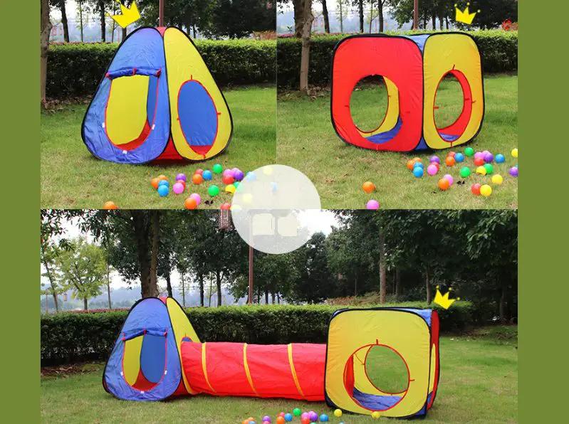 3PCS Pop-Up Square Triangle Tunnel Play Tent Kit by dealonline.co.nz